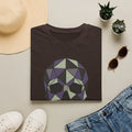 Dark brown skull graphic T-shirt with low-poly geometric face design