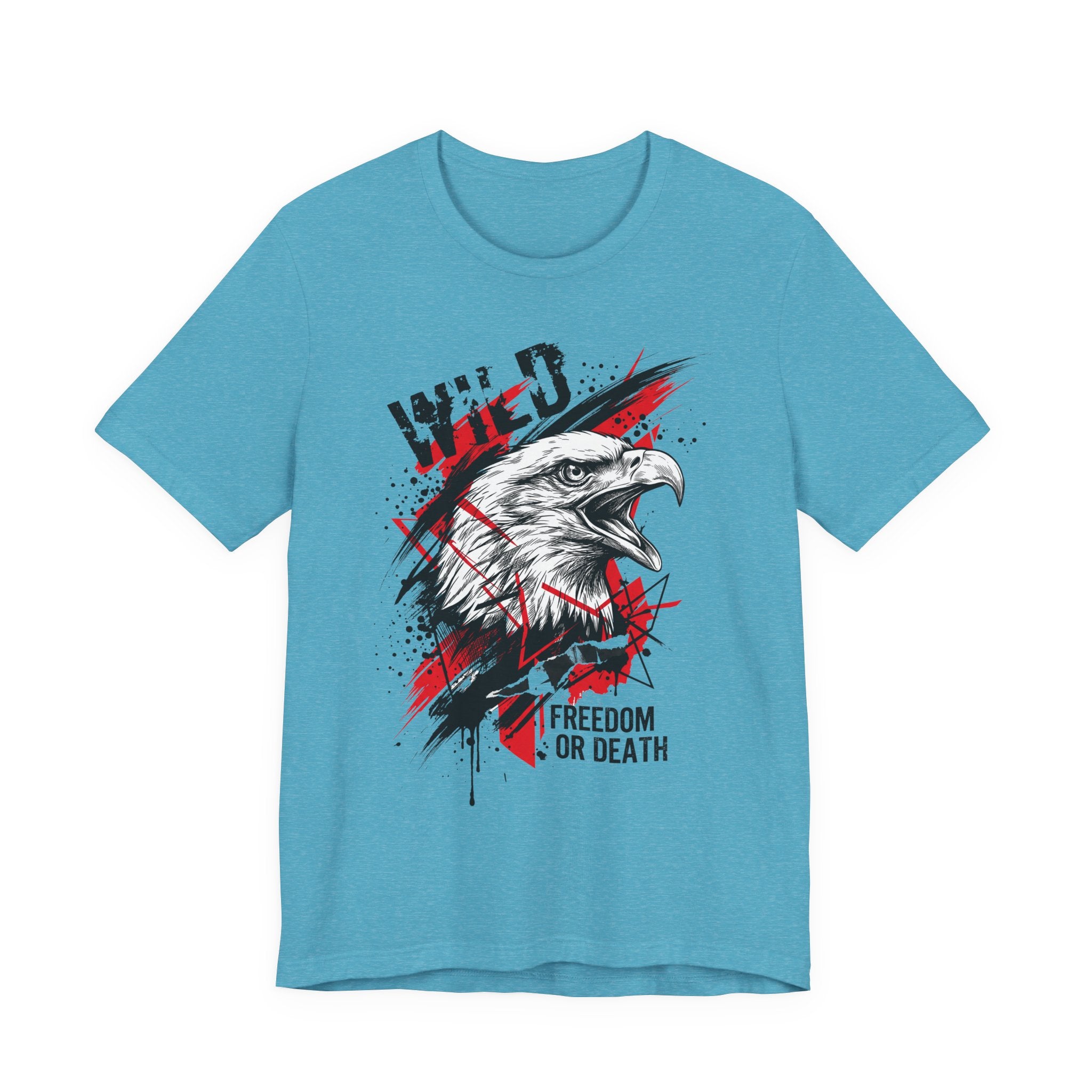 Turquoise t-shirt with distressed eagle head graphic and red "Freedom or Death" text