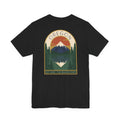 Black crewneck T-shirt with large centered Oregon graphic print