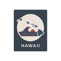 Dark blue Hawaii metal wall sign with circular map graphic, waves, and “HAWAII” text