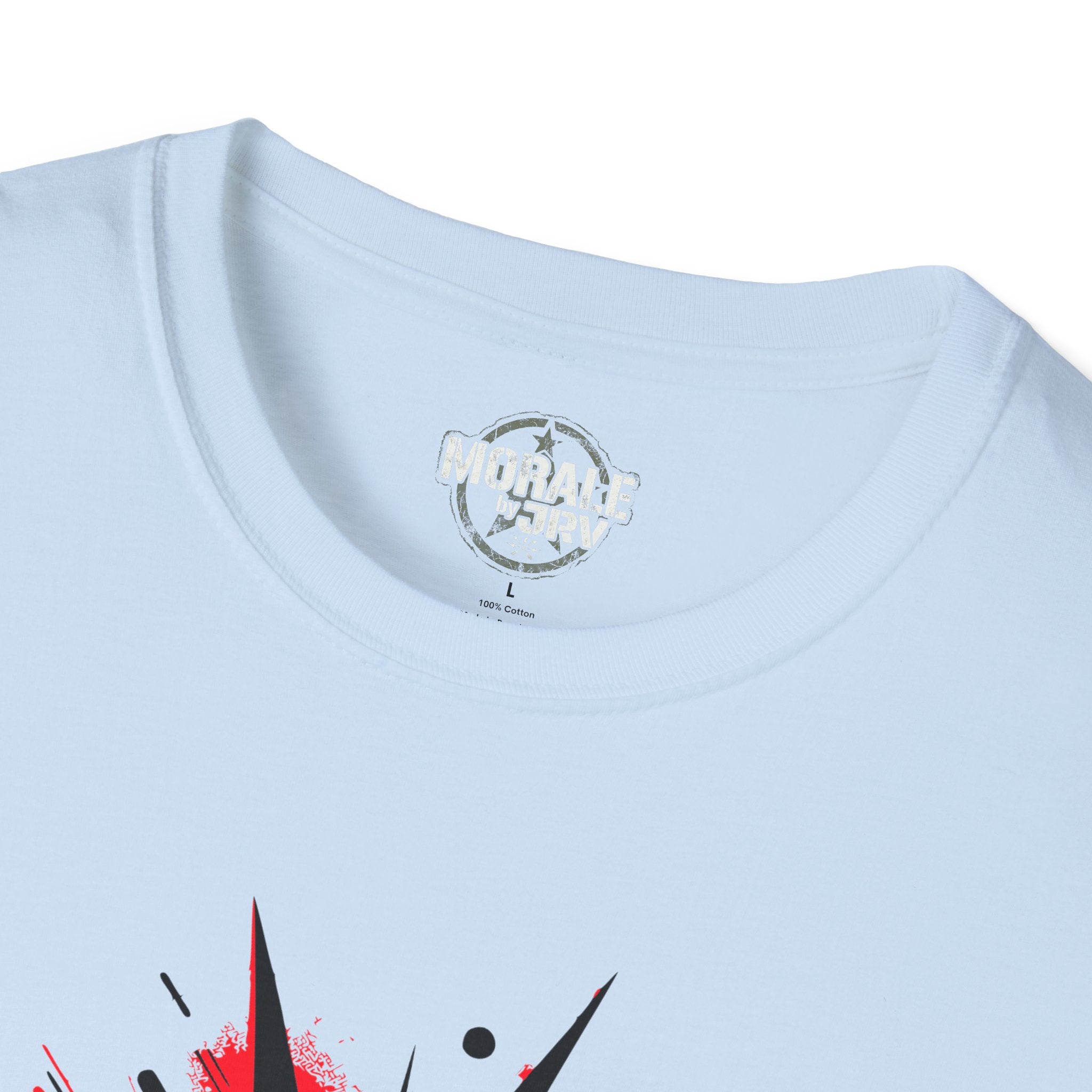 Liberty Statue graphic T-shirt in Light Blue, back neckline with small logo