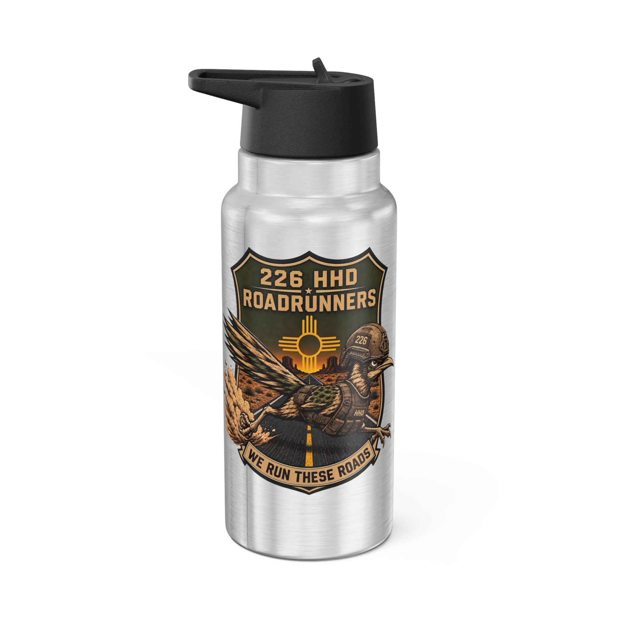 226HHD Roadrunners 32oz Gator Stainless Tumbler – “We Run These Roads” Insulated Bottle