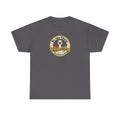 Charcoal gray crew-neck T-shirt with circular duck emblem graphic on the chest