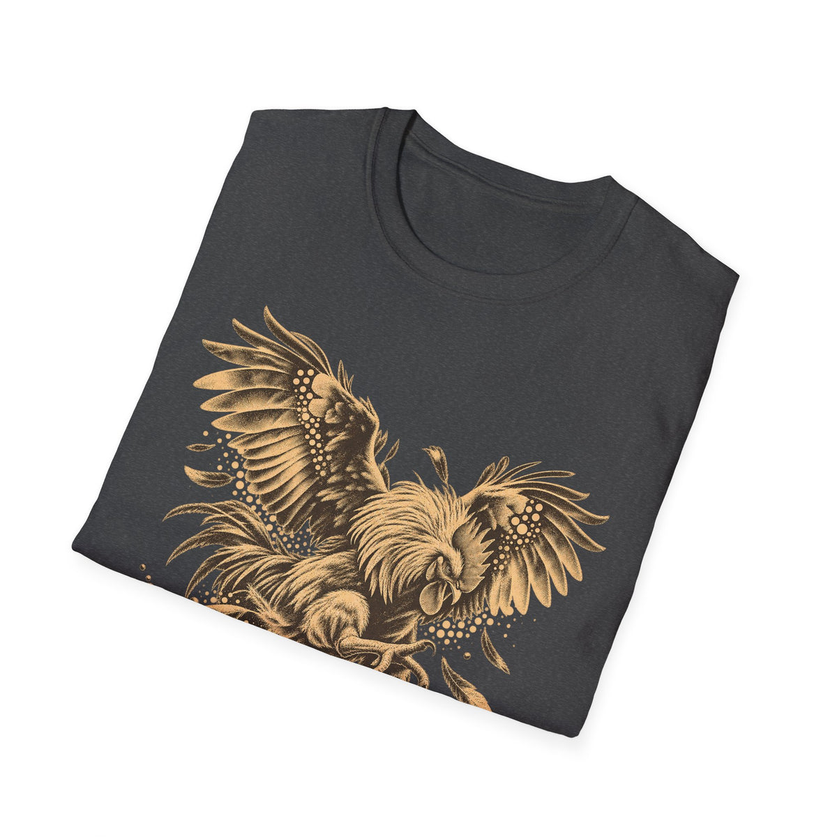 Eagle wildlife graphic T-shirt, dark gray with gold eagle wing graphic