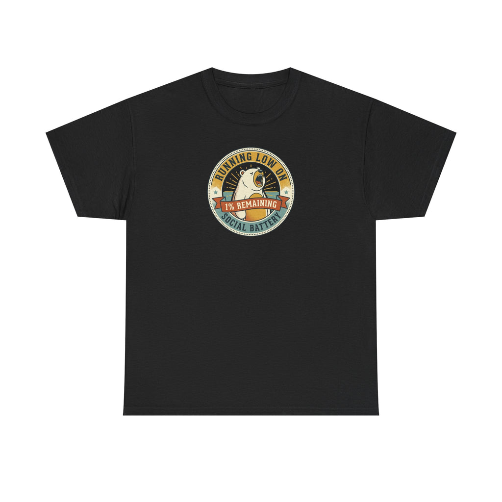 Black graphic T-shirt with circular bear badge logo