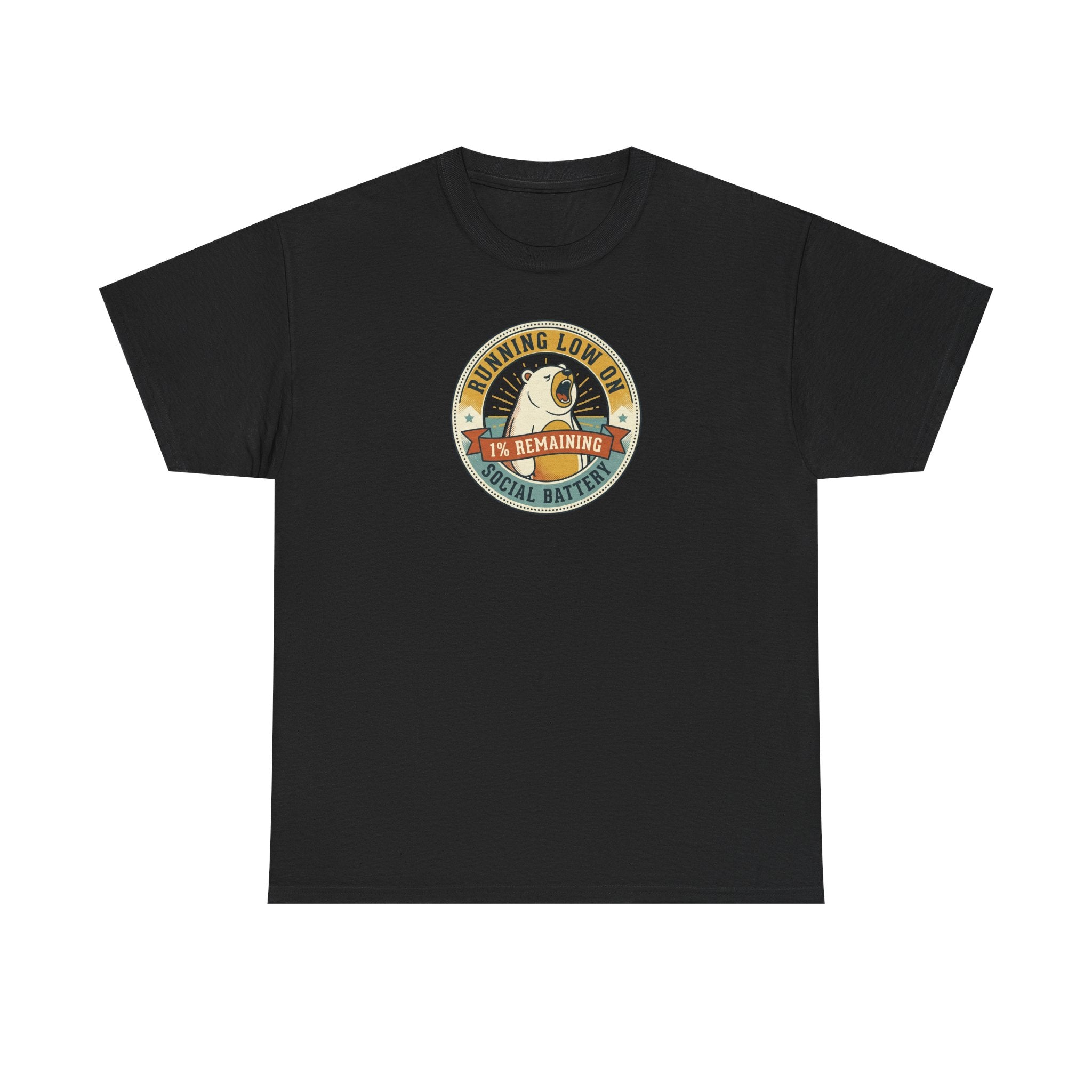 Black graphic T-shirt with circular bear badge logo