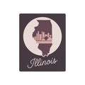Mauve Illinois metal wall art sign with circular state silhouette and skyline bars