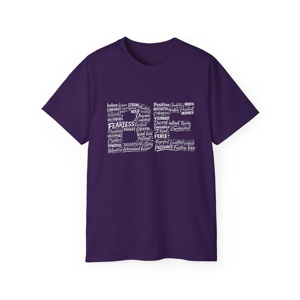 Life word cloud T-shirt in Purple with inspirational typography print