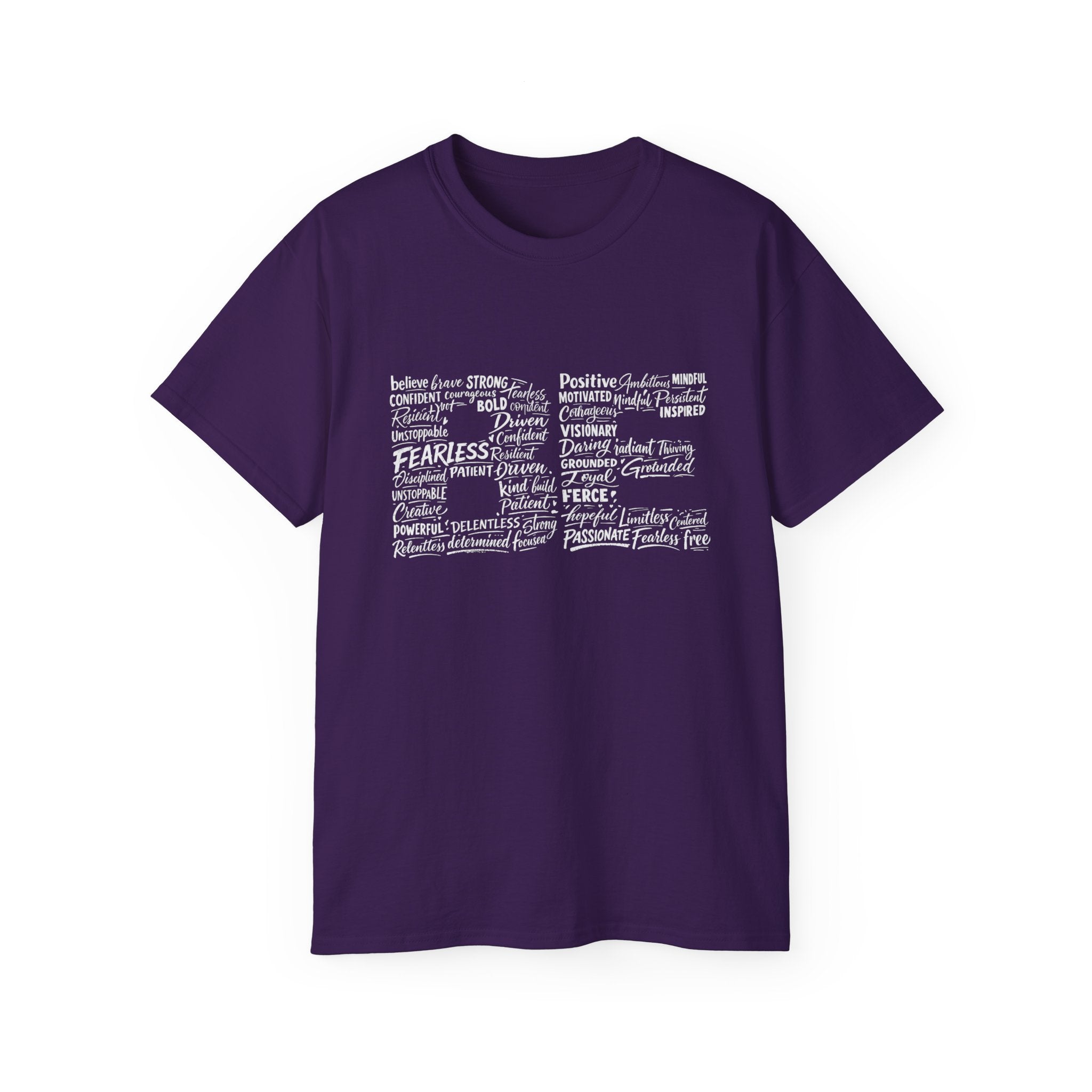 Life word cloud T-shirt in Purple with inspirational typography print