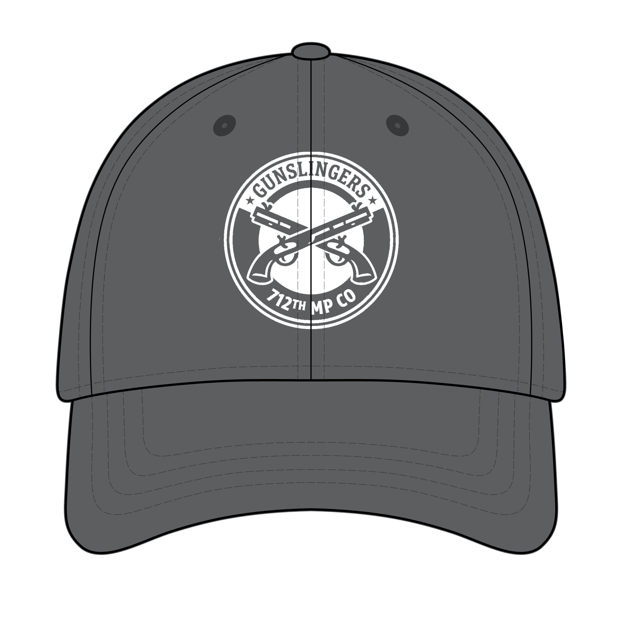 Embroidered baseball cap in graphite black with white front logo