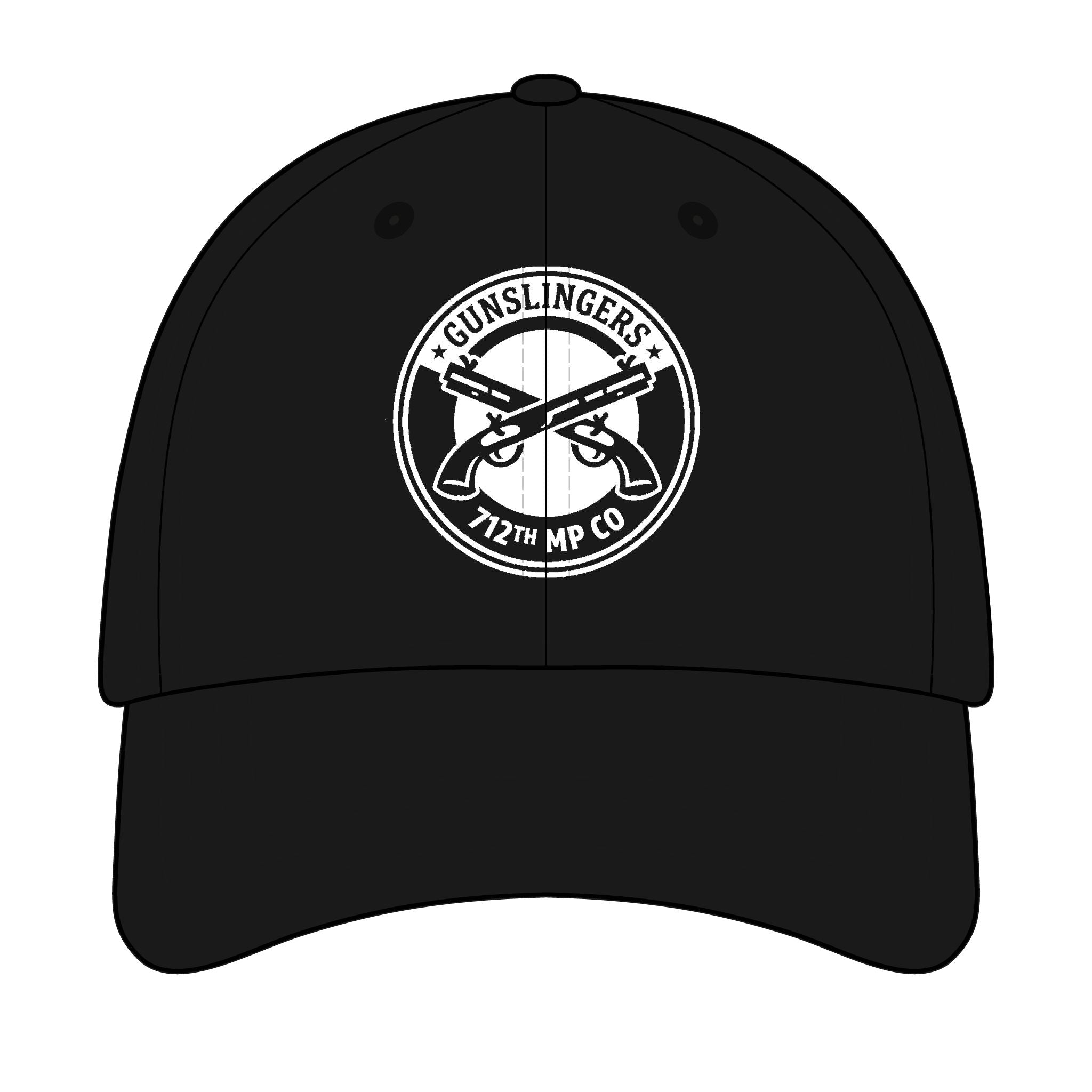 Embroidered baseball cap in black with white front logo