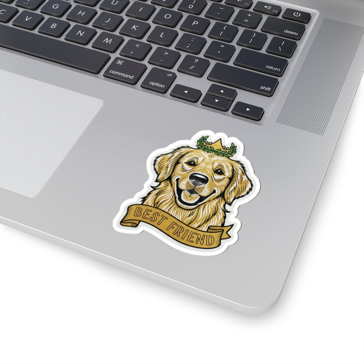 Golden Retriever “Best Friend” sticker on white border