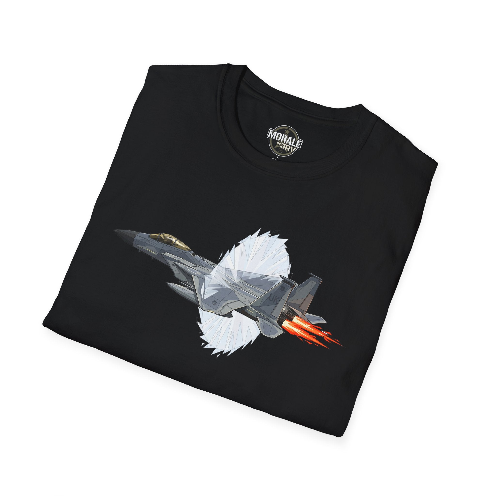 Black Fighter Jet Afterburner T‑Shirt with colorful jet graphic