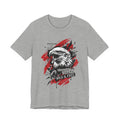Gray eagle graphic T-shirt with red splatter circle and front eagle head print