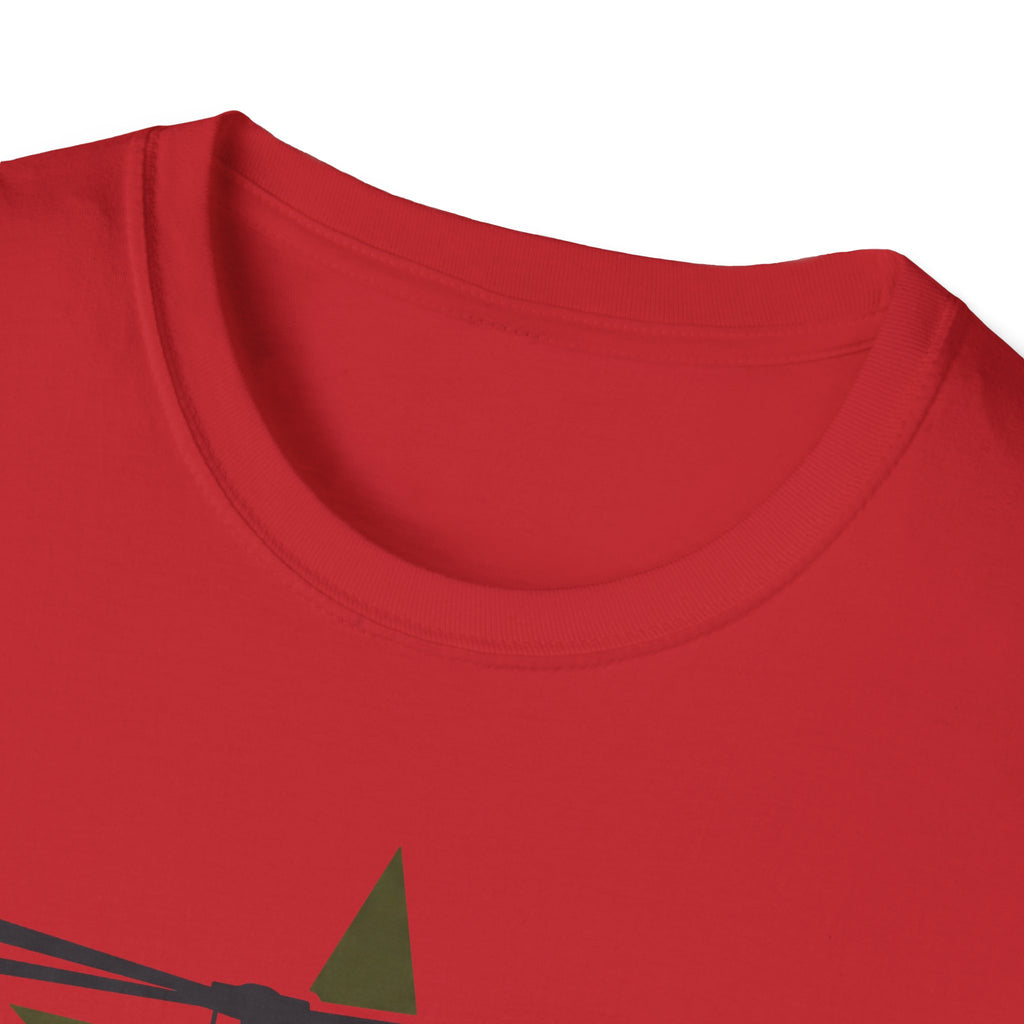 Red crewneck t-shirt neckline, no visible graphic