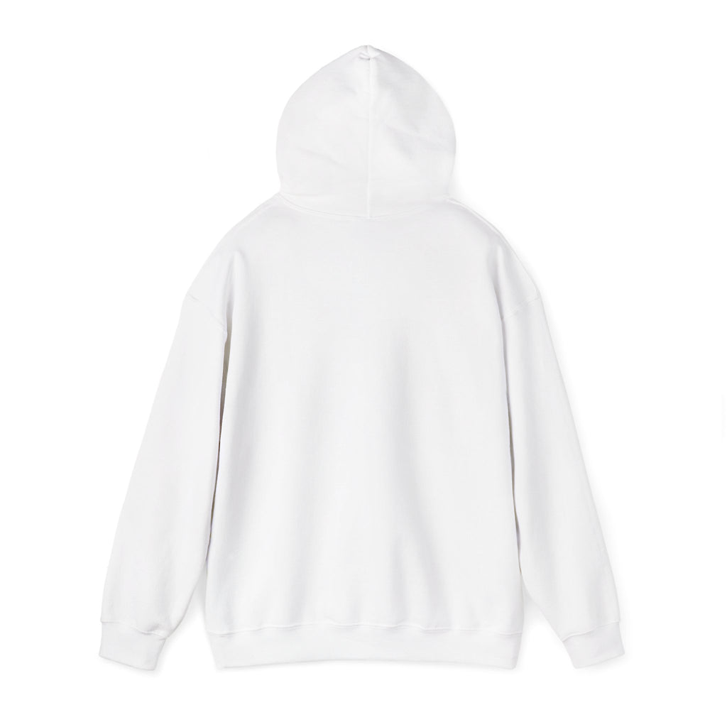 White hoodie with hood and sleeves, plain back view