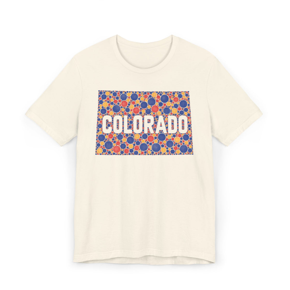 Cream T-shirt with patterned COLORADO graphic on front