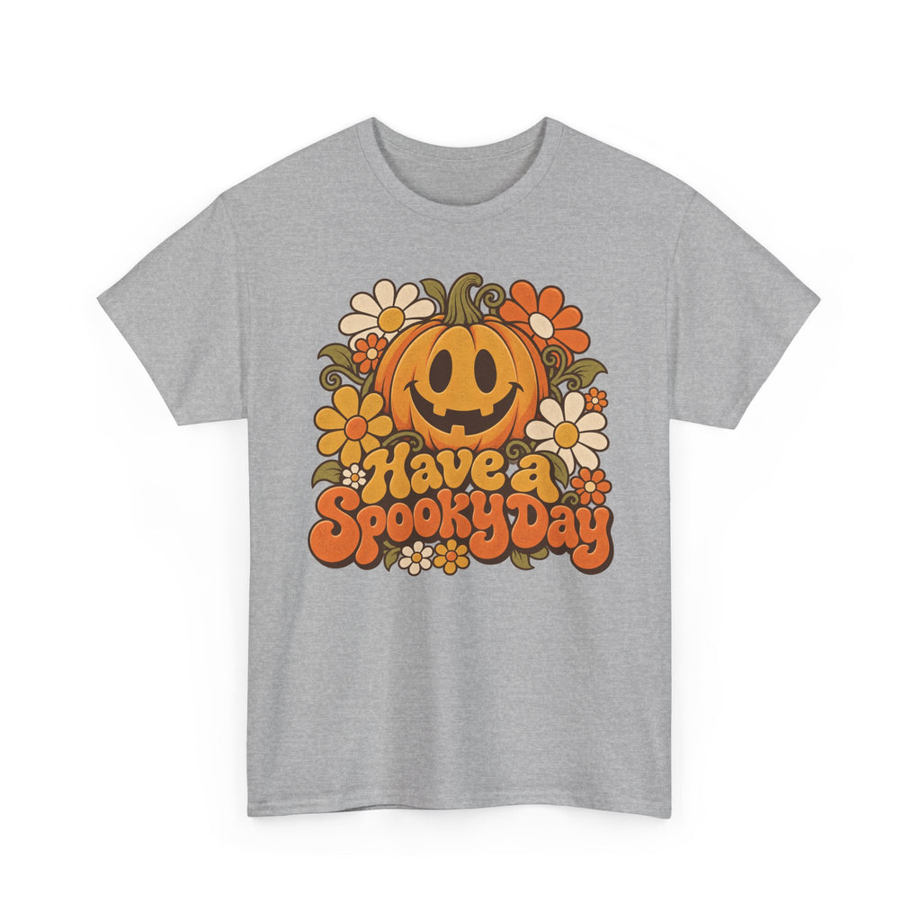 Have a Spooky Day Retro Pumpkin T-Shirt, Groovy Floral Jack O Lantern Halloween Shirt for Women and Men, Fall Teacher Tee