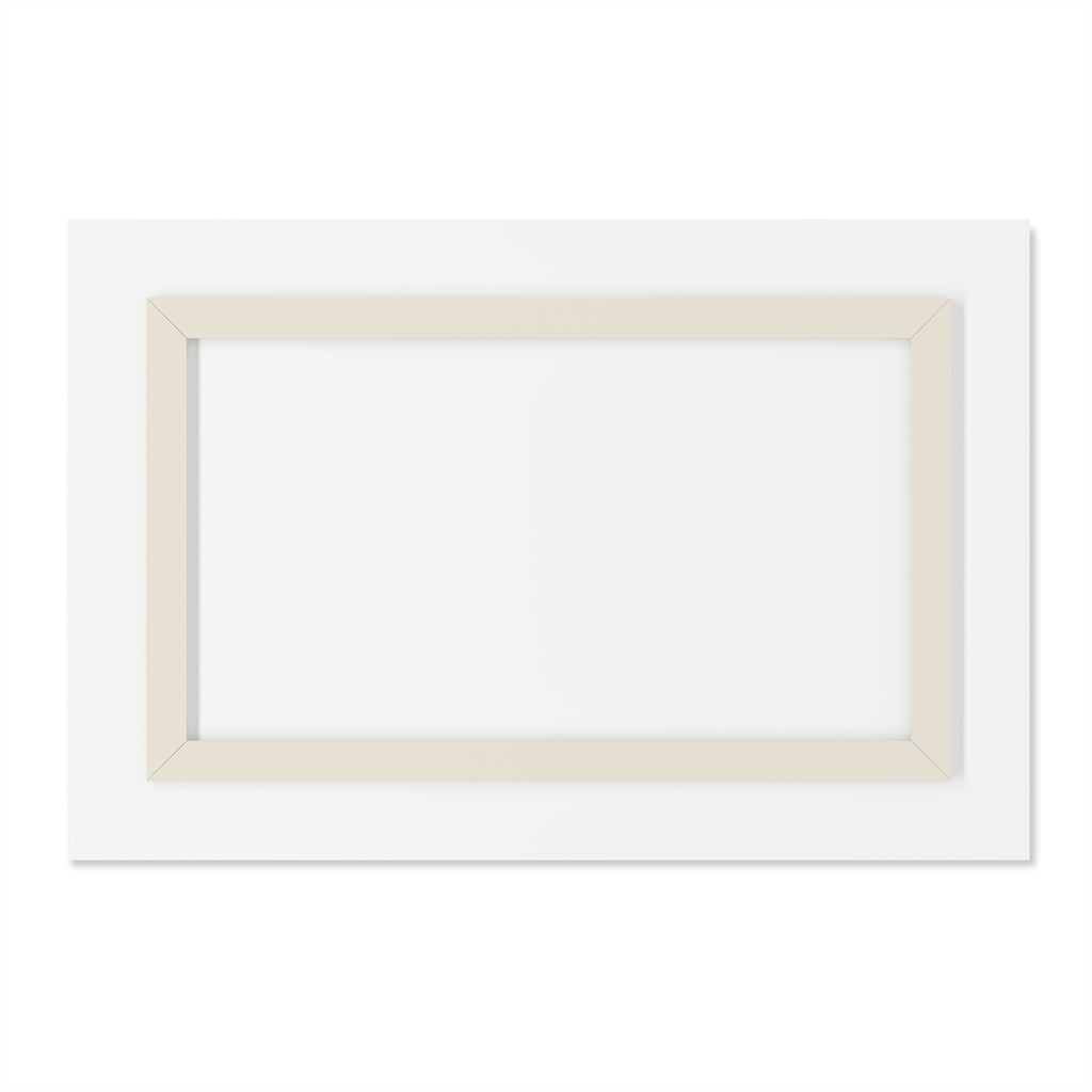 Framed acrylic wall art with blank artwork area and cream mat, ready to display