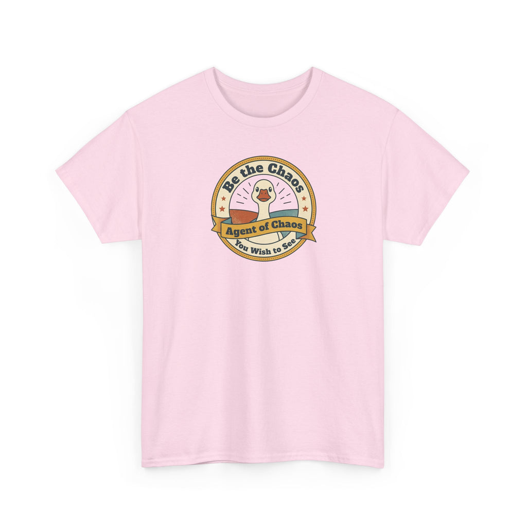 Light pink t-shirt with round duck emblem graphic on the chest