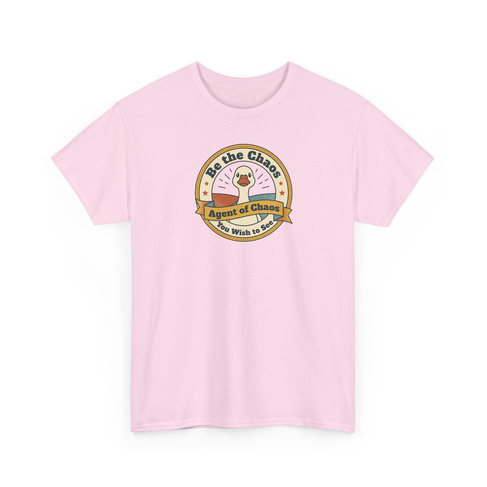 Light pink t-shirt with round duck emblem graphic on the chest