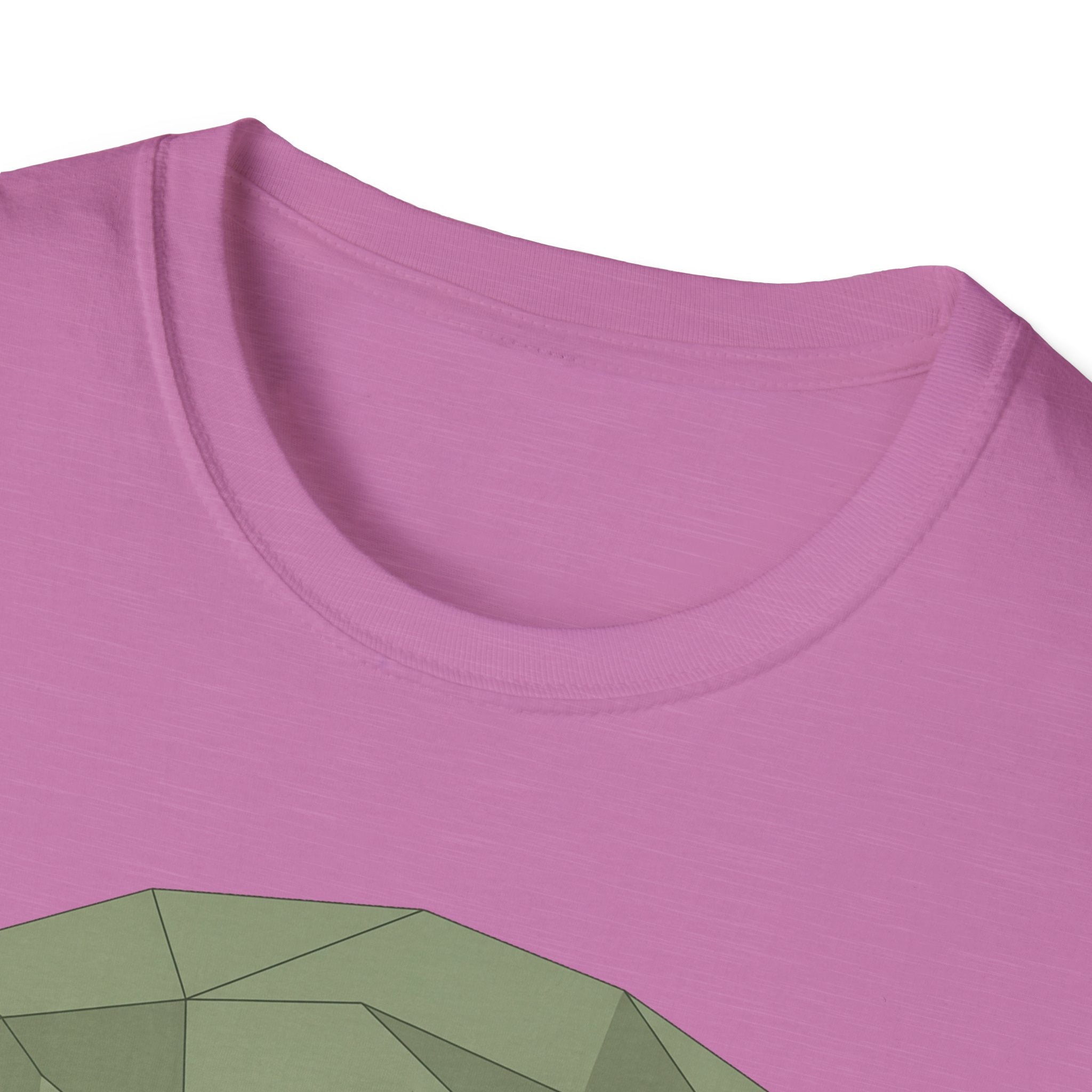 Dragon Blood Tree T-Shirt pink with geometric tree graphic partial view