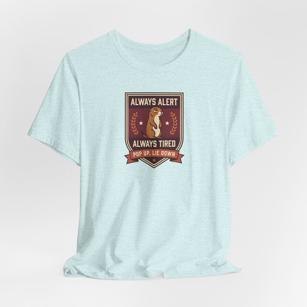Light blue squirrel crest T-shirt with badge graphic front