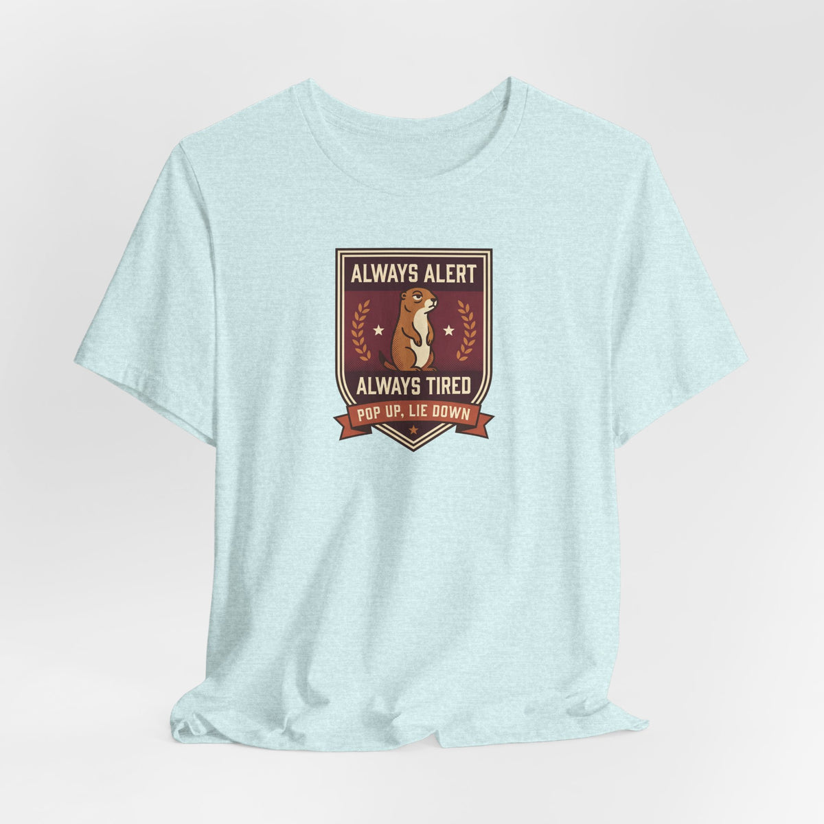 Light blue squirrel crest T-shirt with badge graphic front