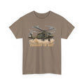 Brown crewneck T-shirt with helicopter graphic print