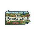 I Am Pennsylvania sticker with illustrated Pennsylvania landmarks and text
