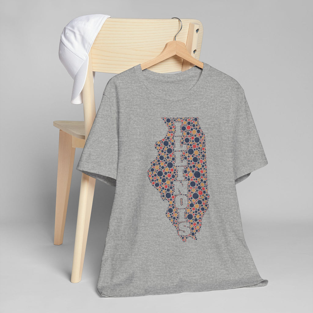 Illinois State Floral Polka Dot T-Shirt | Illinois Outline Graphic Tee