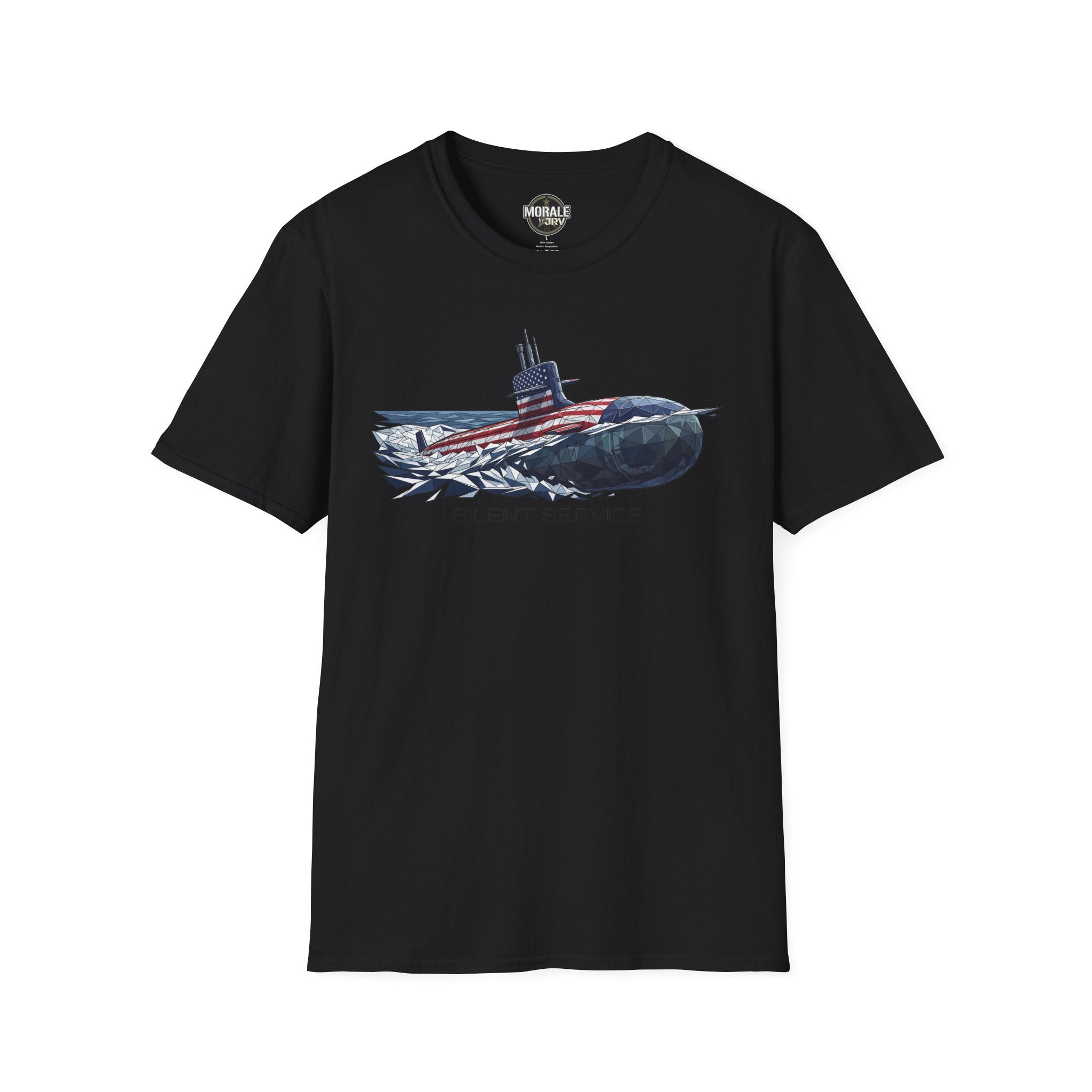 Silent Service T-shirt, black, submarine flag graphic on the chest