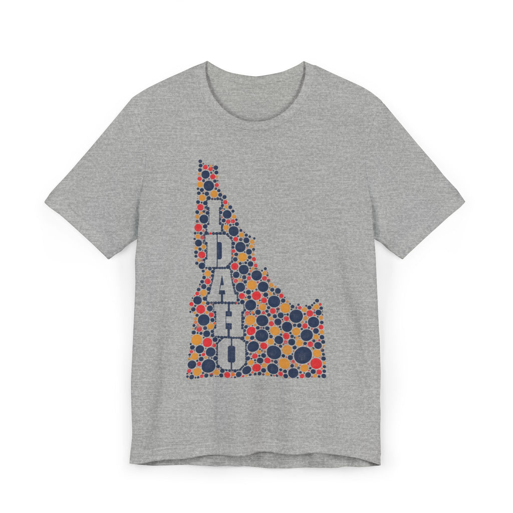 Idaho Polka Dot State Outline T-Shirt | Colorful Idaho Map Graphic Tee