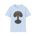 Light blue T-shirt with Celtic Tree of Life knotwork oak front design