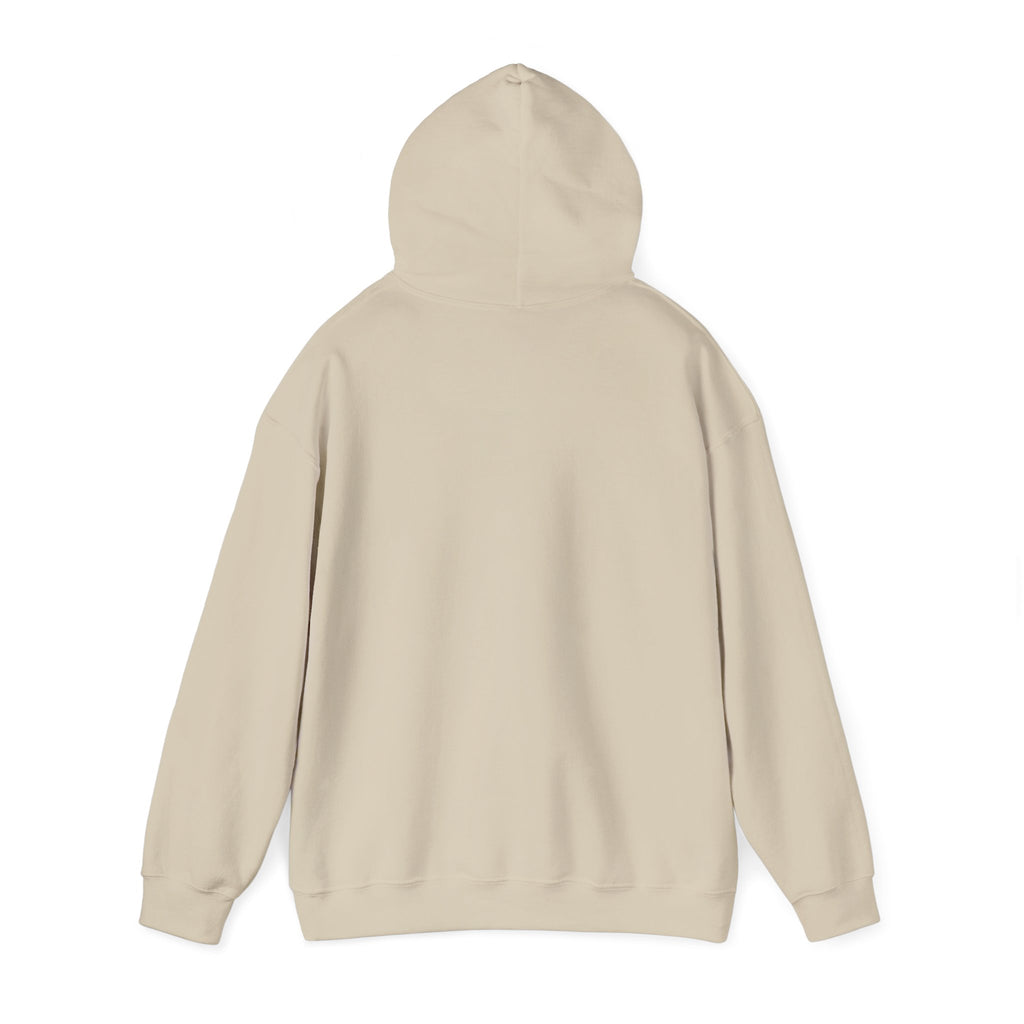 Cream hoodie with hood and full sleeves, plain back view