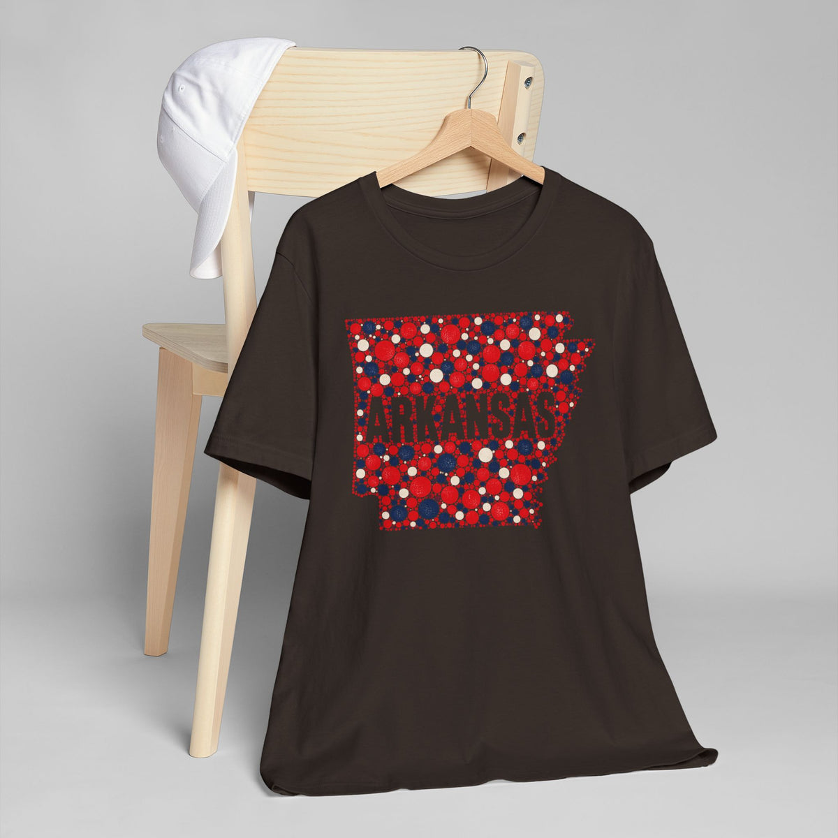 Black crew-neck t-shirt with Arkansas front graphic
