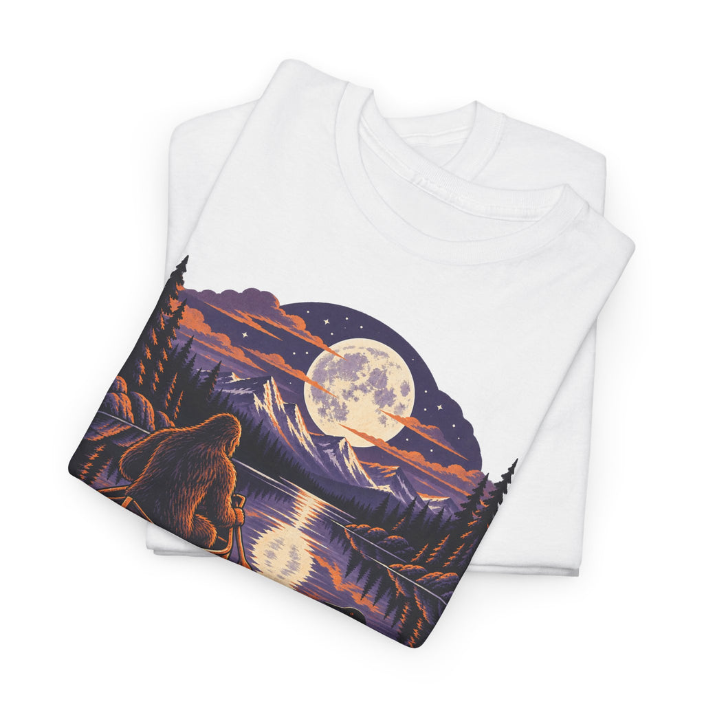 Paddle After Dark Canoe T-Shirt, Moonlit Lake Night Paddling Shirt for Men and Women, Vintage Canoeing Gift Tee