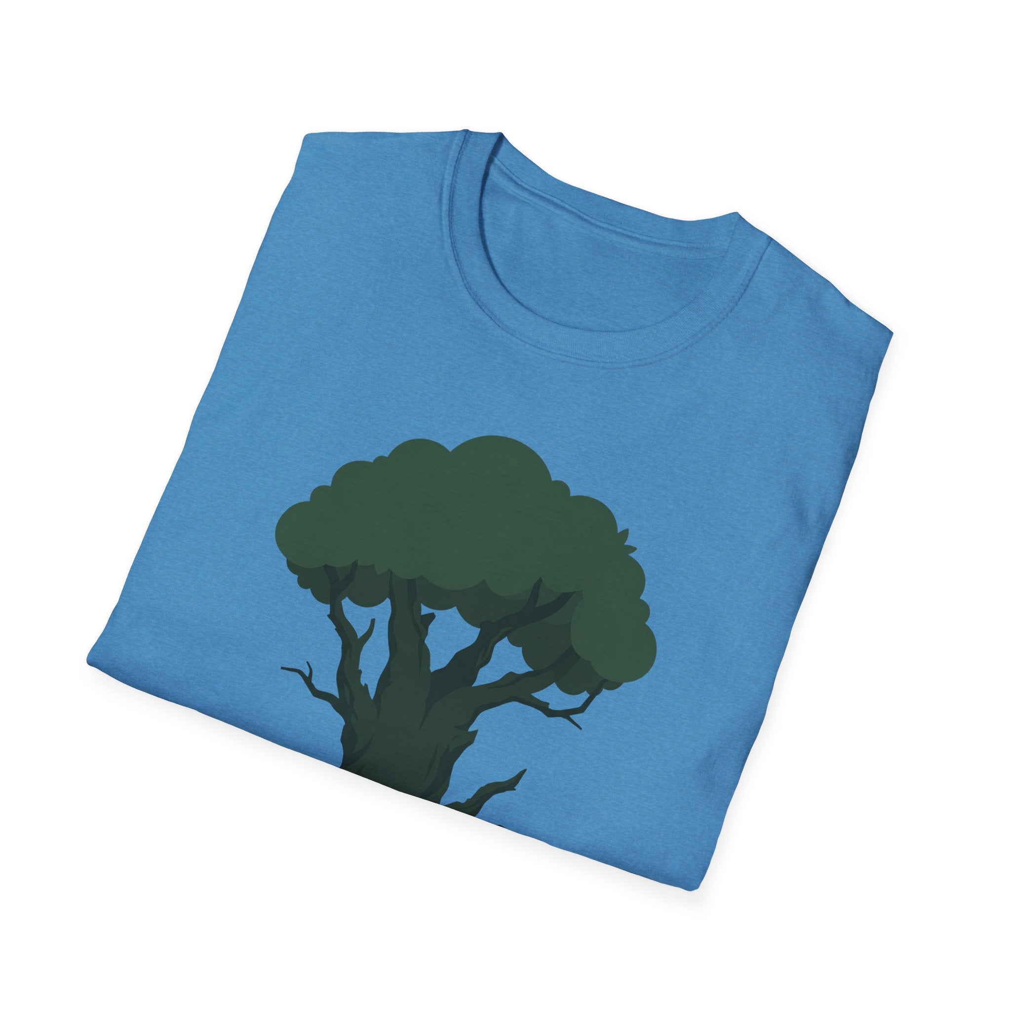 Enchanted Tree T-shirt, light blue, woodland tree graphic centered