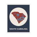 South Carolina map crescent sticker with palm tree icon and “SOUTH CAROLINA” label