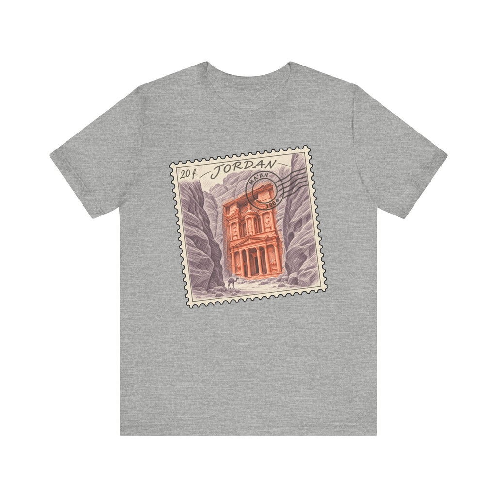 Heather grey T-shirt with vintage JORDAN stamp graphic on the chest