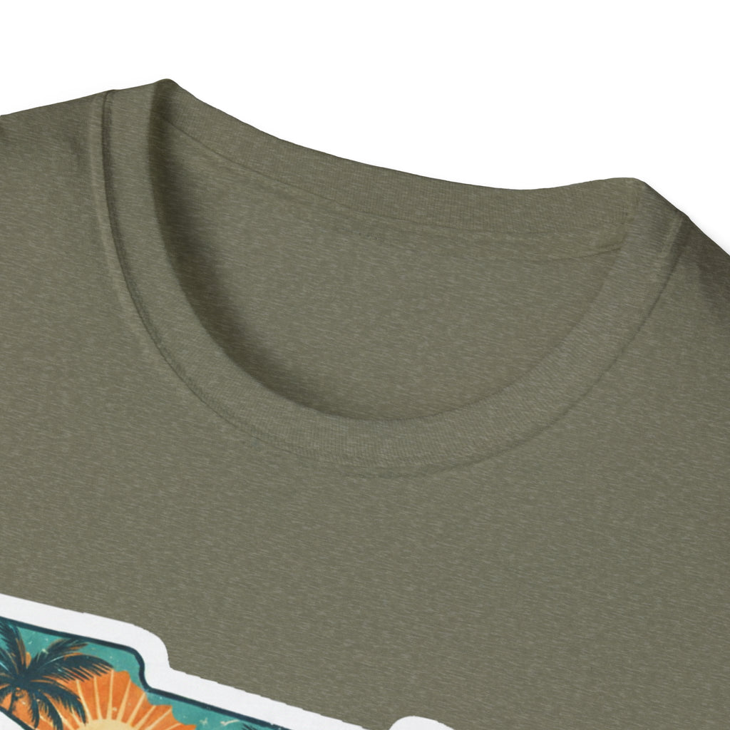 Florida T-shirt in military green, crew neck close-up