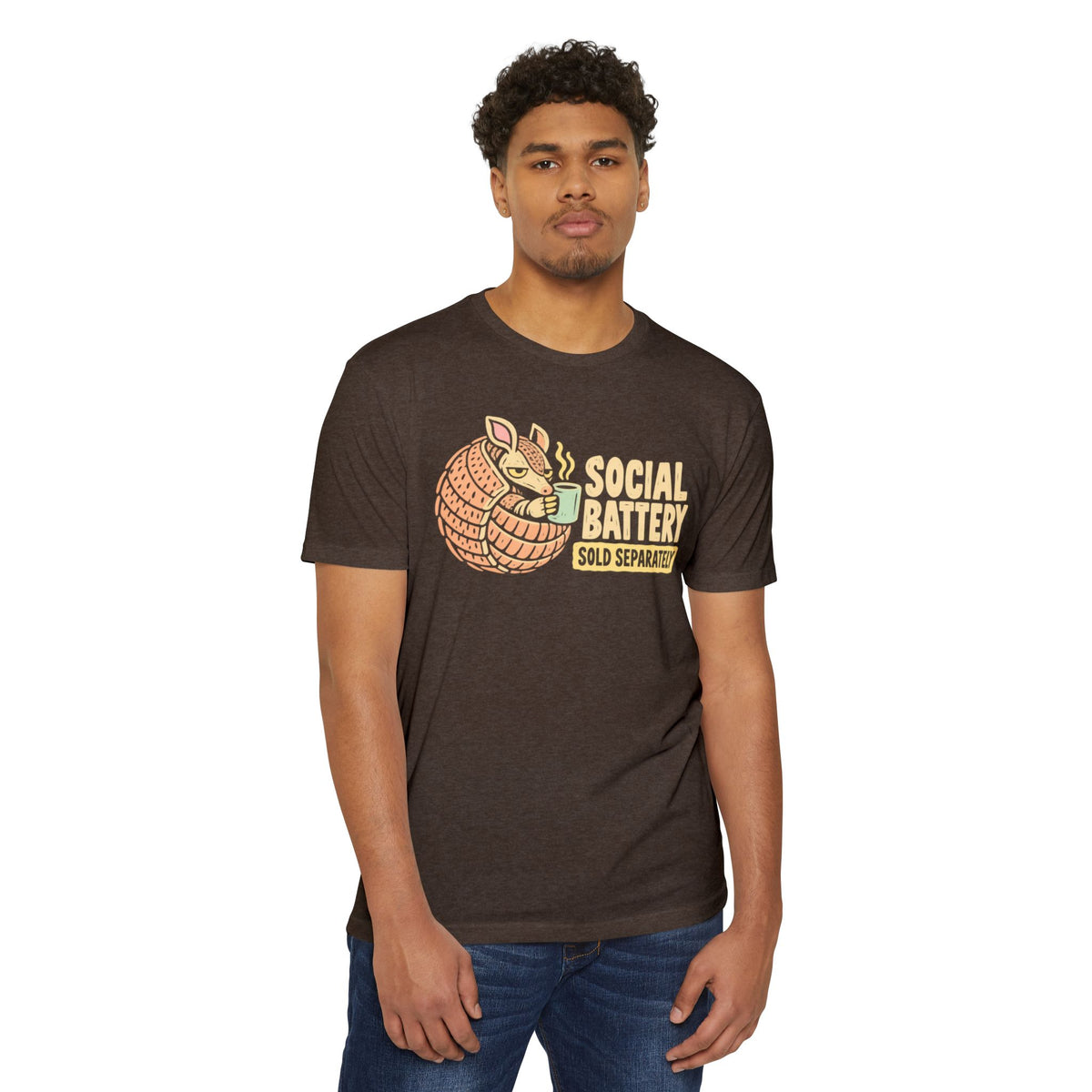 Brown T-shirt with armadillo graphic on the chest