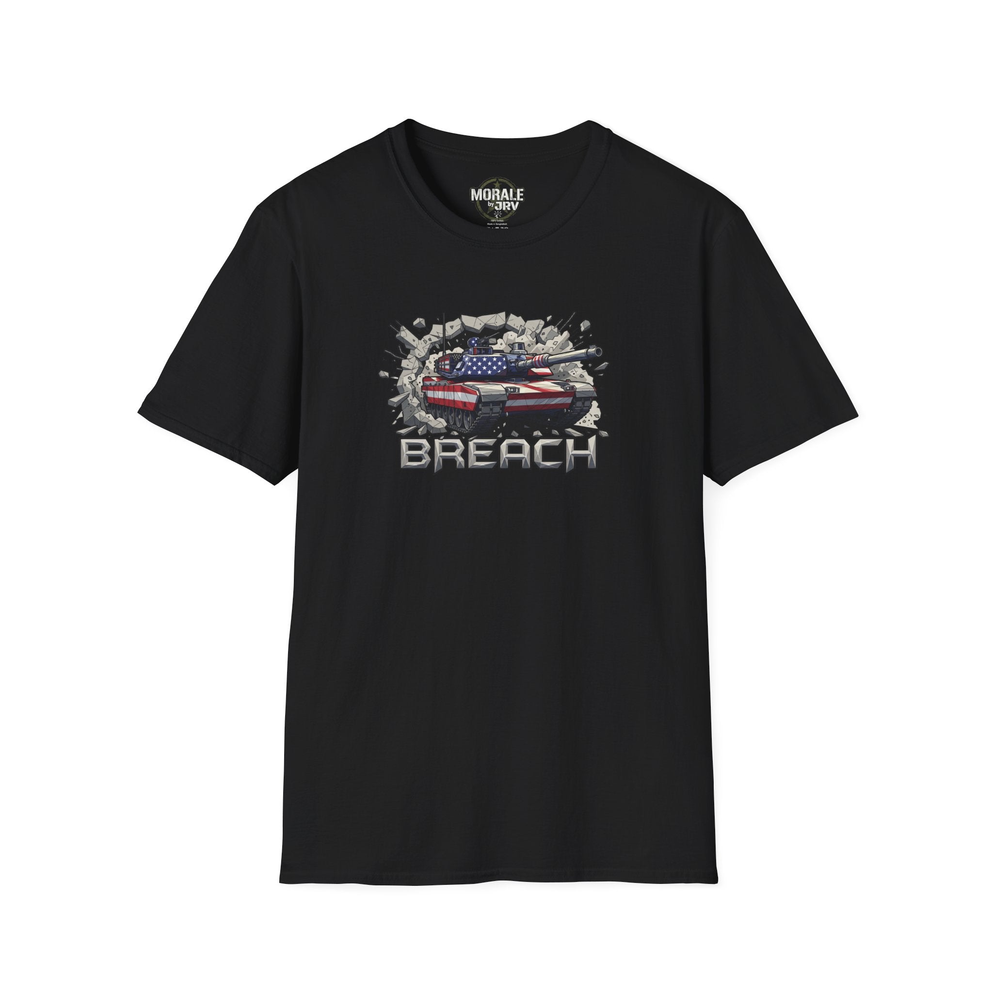 American flag tank “BREACH” graphic T-shirt, black