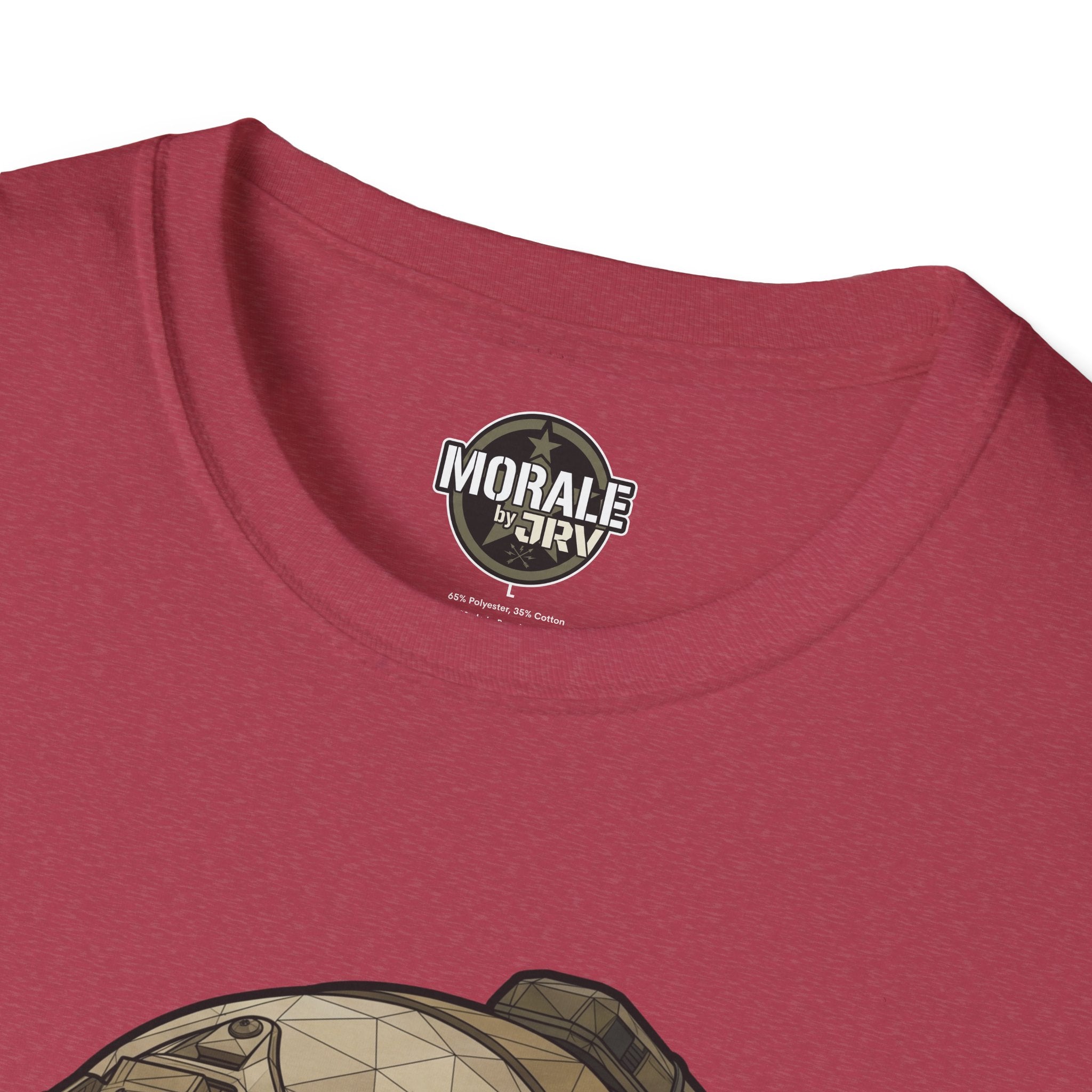 Red T-shirt with back neckline logo and top of tactical graphic