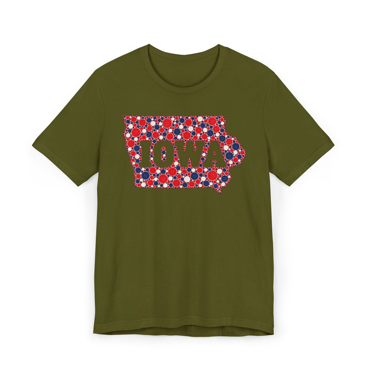 Iowa State Floral Pattern T-Shirt | Red White and Blue Iowa Outline Graphic Tee