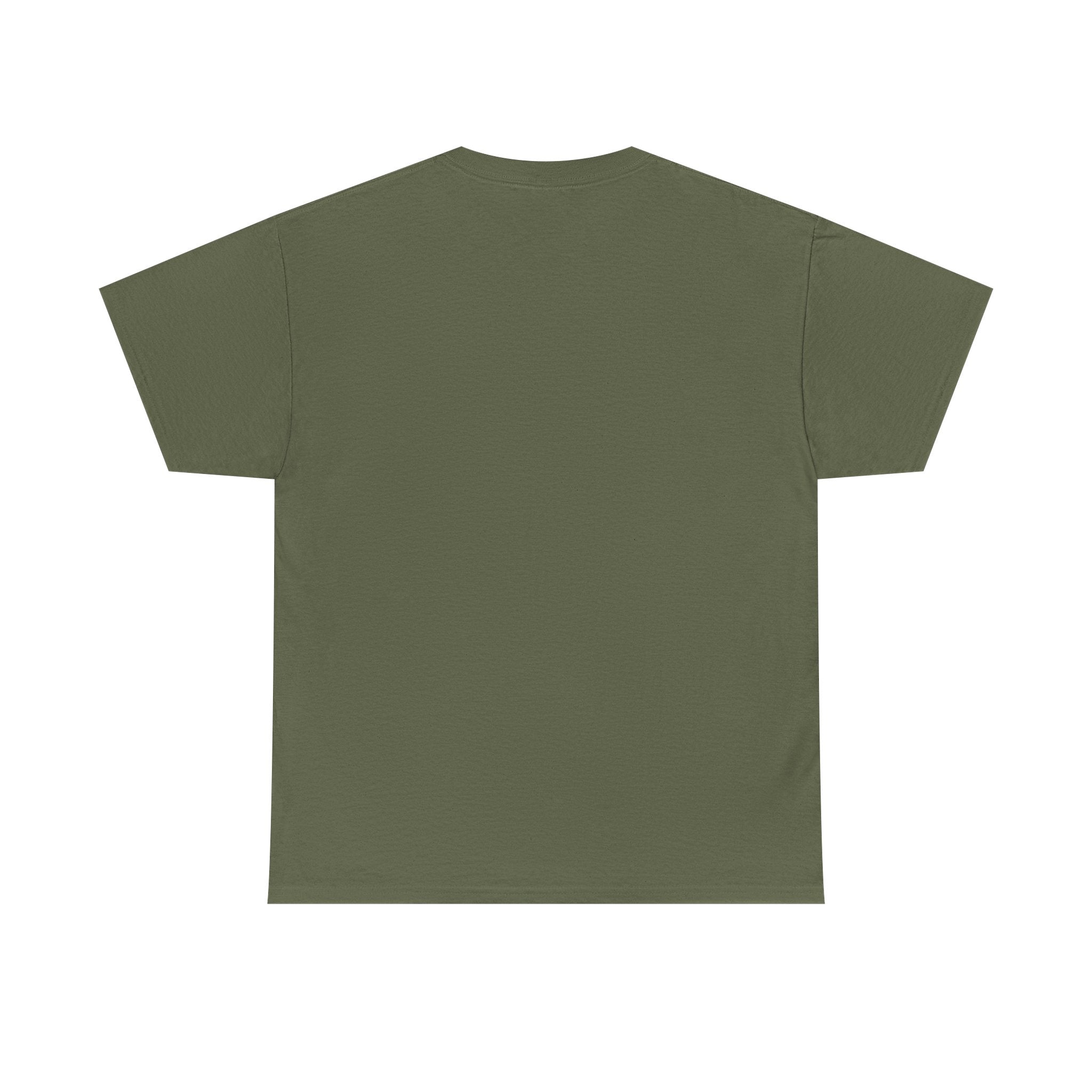 Military green crewneck T-shirt, plain back view