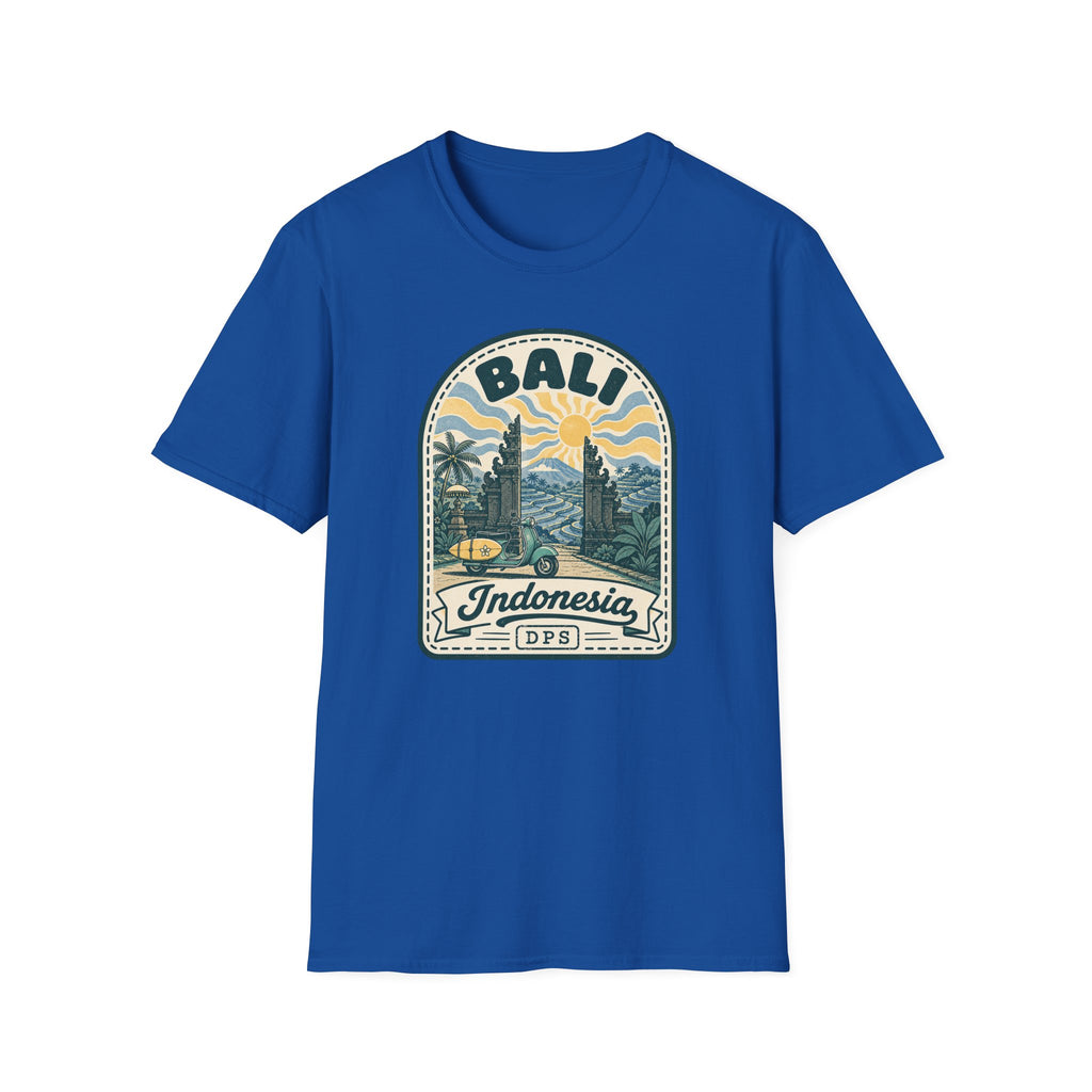 Bali Sunset Temple Graphic T-Shirt | Indonesia Travel Vintage Badge