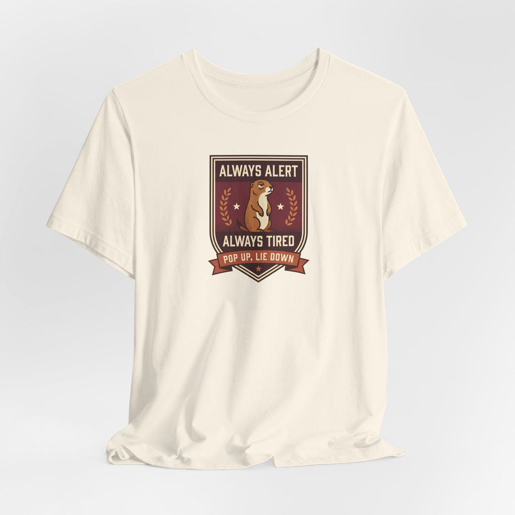 Cream squirrel crest T-shirt with badge graphic front