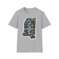 Sport Grey T-shirt with colorful Mississippi state map graphic and "I AM MISSISSIPPI"