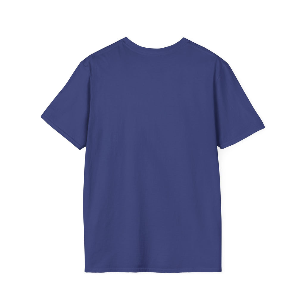 Royal blue crewneck T-shirt, short sleeves, no visible graphic